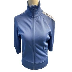 Sisley Women's Light Blue 3/4 Sleeve Zip-Up Size Small